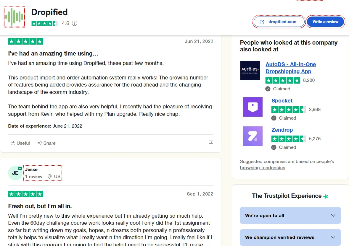 Customer reviews & Ratings  - Dropified 